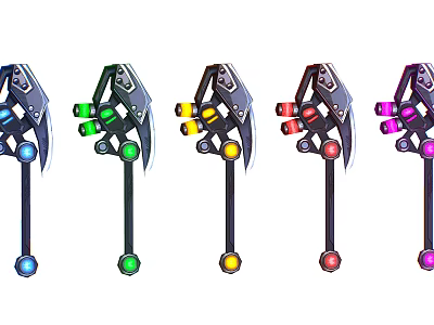 Set of Mechanical Tools with Colorful Orbs in Various Hues 3d model