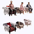 Elegant Single Sofa Designs In Red Beige Gray With Soft Upholstered Fabric And Armrests