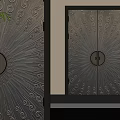Antique Bronze Security Door With Carved Design Round Door Knocker Security Lock And Durable Material For Modern Home