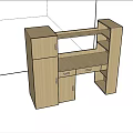 Natural Wooden Desk With Cabinet And Bookshelf In Cozy Wooden Room