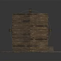 Wooden Windmill Tower Building With Wooden Structure Staircase And Metal Roof