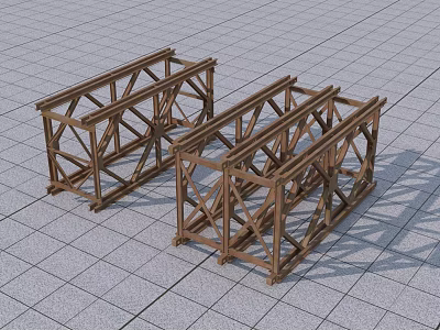 Construction Site Wooden Scaffolding Frames as Support Structures on Tiled Ground 3d model
