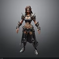 3D Rendered Fantasy Female Warrior With Red Hair And Armor Details
