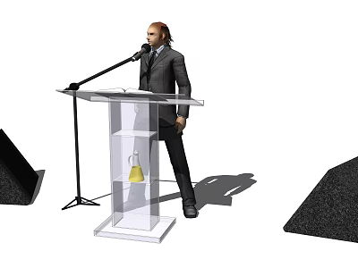 Modern Transparent Acrylic Functional Desk With Microphone And Layered Structure 3d model