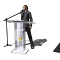 Modern Transparent Acrylic Functional Desk With Microphone And Layered Structure