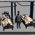 3D Rendering of Hospital Room With Two Beds And Standing Patient In Striped Pajamas