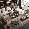 Elegant Modern Sofa And Coffee Table Set With Armchairs Ottoman And Rug