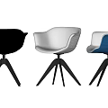 Modern Leisure Accent Chairs With Curved Backrest And Tripod Base In Black White Blue