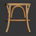 Wooden Rattan Round Stool with Curved Legs and Natural Handcrafted Design