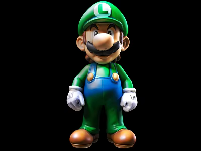 Super Mario Game Character Luigi In Green Hat Blue Overalls And Brown Shoes 3d model