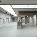 Modern Clothing Store Interior With Concrete Counter Metal Walls And Clothing Racks