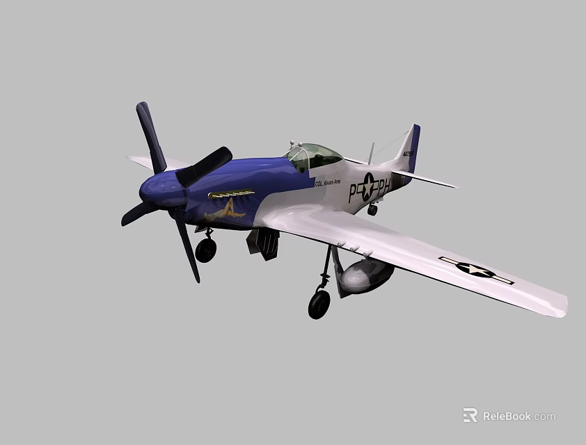 Blue and White Propeller Passenger Aircraft With Sleek Wings And Fuselage Structure 3d model 