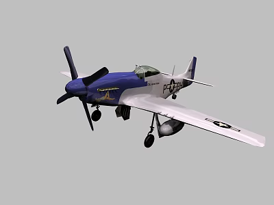 Blue and White Propeller Passenger Aircraft With Sleek Wings And Fuselage Structure 3d model