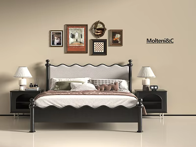 French Double Bed 3d model