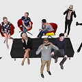 Modern Multiplayer Character Combination Character Standing Character Sitting Experience Character 3d model