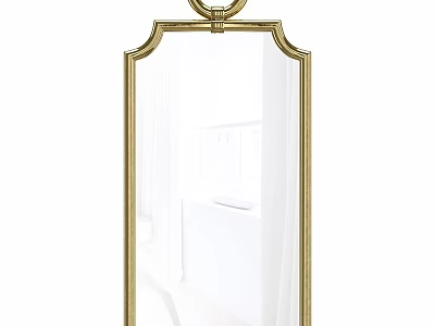 Elegant Gold Framed Mirror With Arched Top Decorative Details And Classic Design 3d model