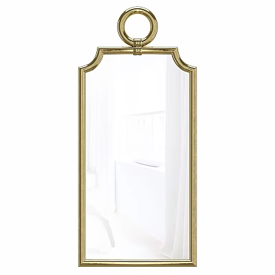 Elegant Gold Framed Mirror With Arched Top Decorative Details And Classic Design 3d model