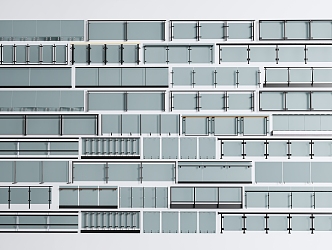 Modern Railing Glass Handrail Glass Fence 3d model