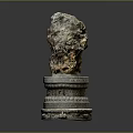 Natural Stone Sculpture Placed On Intricately Carved Multi Layered Base
