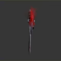 Ornate Battle Axe With Red Flame Effects And Intricate Metallic Carvings