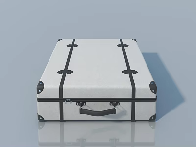 White Suitcase Featuring Swing Door Design With Black Straps And Handle 3d model