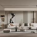 Modern Living Dining Room Interior With White Sofa Coffee Table And Decorative Painting