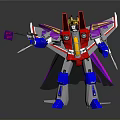 Vibrant Robot Character And Mechanical Creature With Wings Holding Gun And Flag