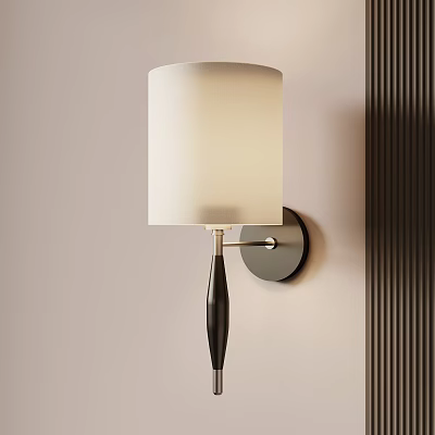 Modern Wall Lamp With White Fabric Shade And Black Metal Body In Contemporary Interior Design 3d model