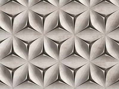 Decorative Wall Paneling Featuring Symmetrical Repeating Geometric 3D Textured Silver Gray Pattern 3d model