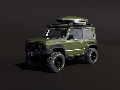 Green Off Road SUV With Roof Rack Large Tires And Rugged Design 3d model