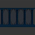 Blue Decorative Wall Railing With Pillars And Diamond Grid Design 3d model