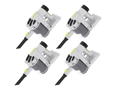 Four White Handheld Daily Electrical Appliances With Black And Yellow Details 3d model Four White Handheld Daily Electrical Appliances With Black And Yellow Details 3d model