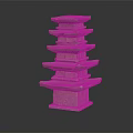 Traditional Multi Tiered Stone Pillar With Stacked Layers And Textured Surface