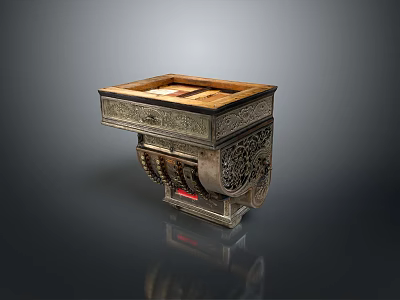 Traditional Sculpture Carving Cabinet With Intricate Wooden Metal Drawer Ornamental Details 3d model