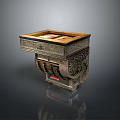 Traditional Sculpture Carving Cabinet With Intricate Wooden Metal Drawer Ornamental Details