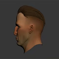 3D Man Head Model with Short Brown Hair Serious Facial Expression Digital Rendering