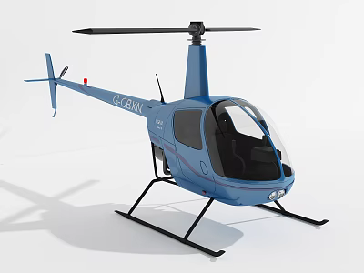 Blue G-BXTC Helicopter Static Display With Transparent Cockpit Black Rotor And Landing Gear 3d model