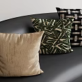 Beige Green Black And White Throw Pillows With Geometric Woven Patterns On Sofa 3d model