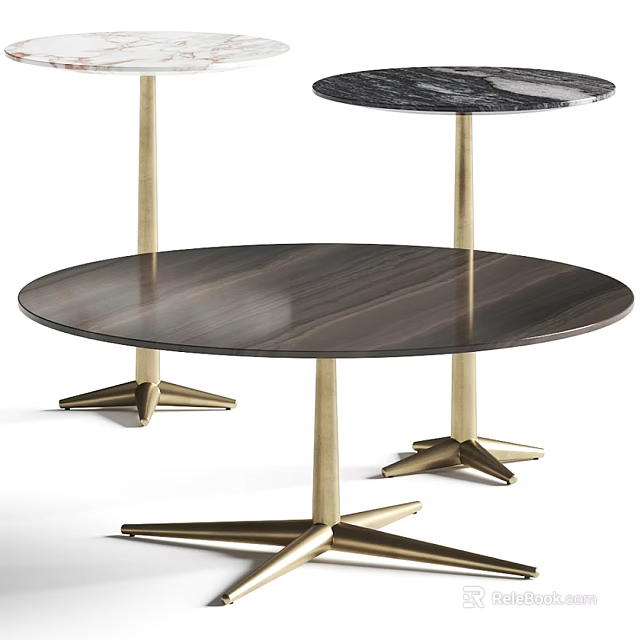 Modern Coffee Table With Wooden Top And Brass Metal Legs Design 3d model 