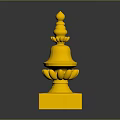 Golden Decorative Equipment With Multi Tiered Lotus Structure And Square Base 3d model