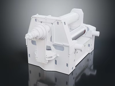 White Industrial Mechanical Equipment With Drum Frame And Structural Components 3d model