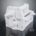 White Industrial Mechanical Equipment With Drum Frame And Structural Components 3d model