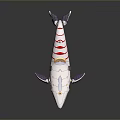 White Whale With Red Stripes And Intricate Design Details On Reflective Surface