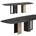 Modern Black Marble Table With Metal Legs And Natural Veins Design