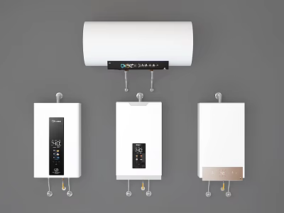 Modern Home Electric Water Heaters With Wall Mounted Design And Digital Control Panels 3d model