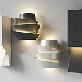 Modern Black And White Wall Sconces With Geometric Layered Design Illuminated 3d model