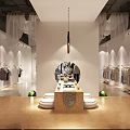 Modern Fashion Clothing Store Interior With Mannequins Clothes Racks Wooden Floors and Green Plants