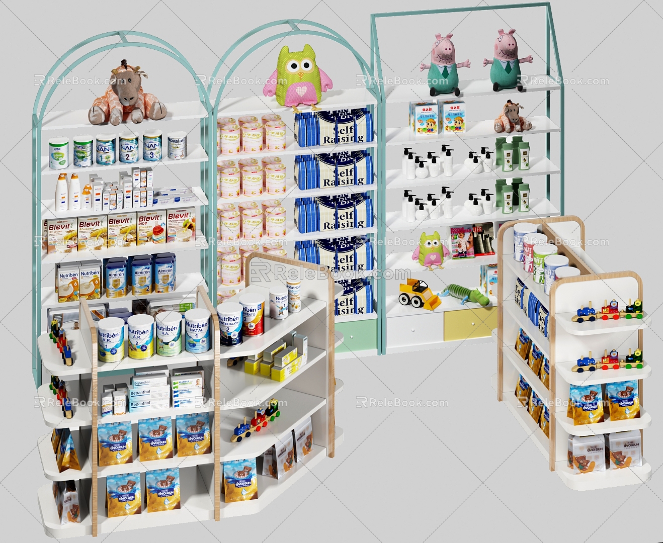 Modern Maternal and Infant Goods Shelf Maternal and Infant Products Display Shelf Maternal and Infant Store Milk Powder 3d model