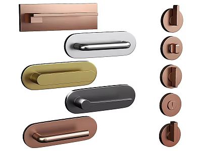 Modern Metal Door Handles In Various Colors And Stylish Designs For Home Decoration 3d model