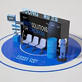 Business Check in Photo Spot With Smart Solutions Conference Blue Seats And Human Figure Standee